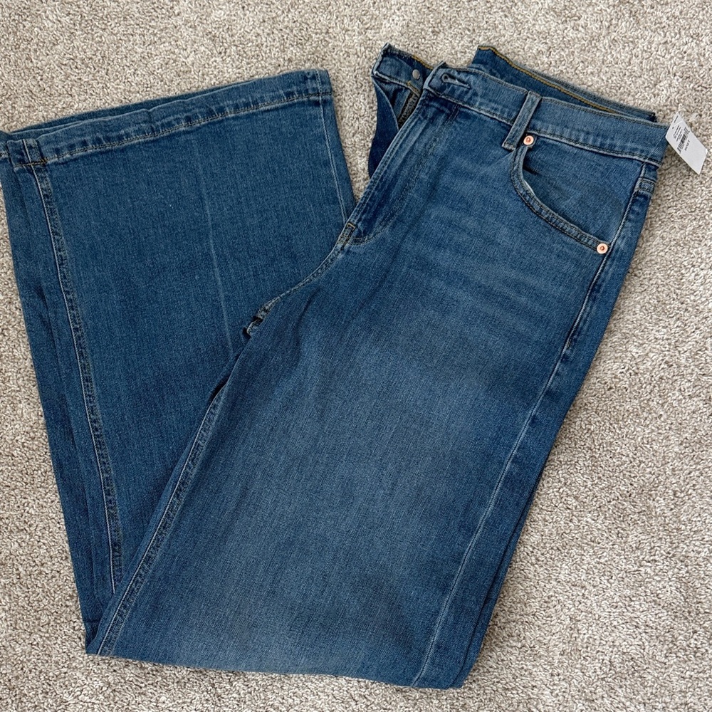 GAP Women's Flare Wide-Leg Jeans — Indigo Blue Denim